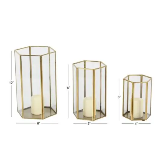 CosmoLiving by Cosmopolitan Gold Glass Modern Lantern Set {6}