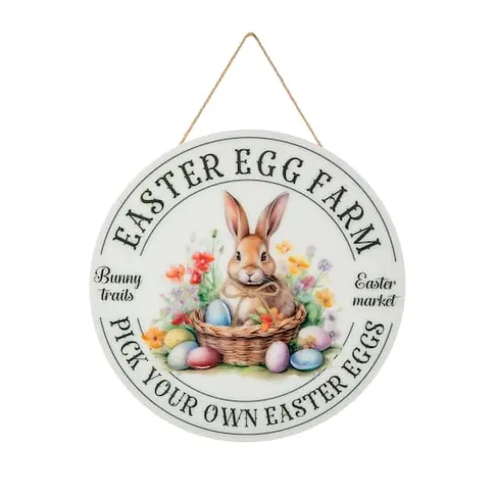 Glitzhome&reg; 11.75" Easter Bunny Round Wall or Door Hanger {1}