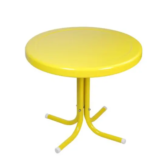 22" Outdoor Retro Tulip Side Table Yellow {3}