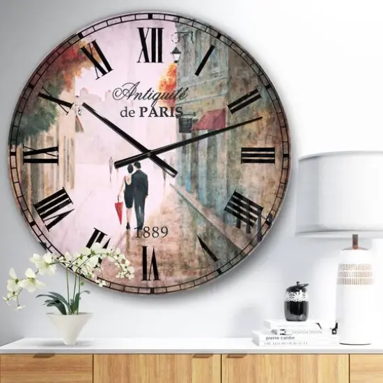 Designart Paris Romance Couples II Wall Clock {3}