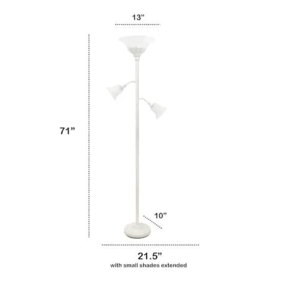 Lalia Home Torchiere Floor Lamp with 2 Reading Lights White/White Shades {4}