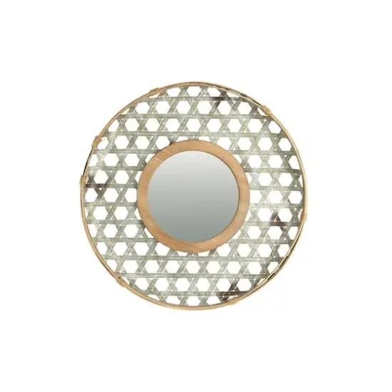 Hello Honey&reg; 23" Silver Metal & Wood Wall Mirror {1}