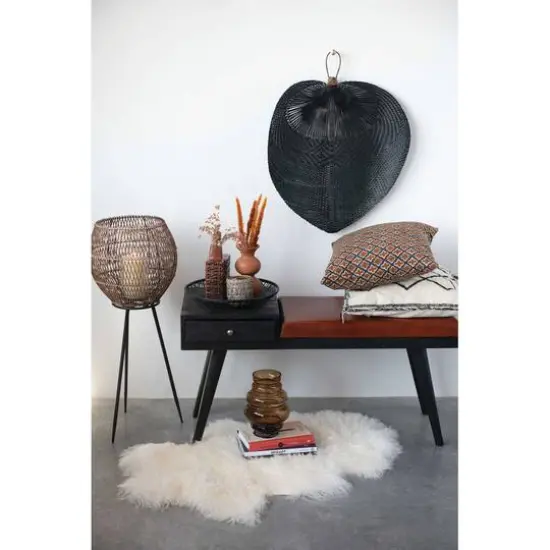 Hello Honey&reg; White Natural Mongolian Lamb Fur Rug, 35" x 20" {7}