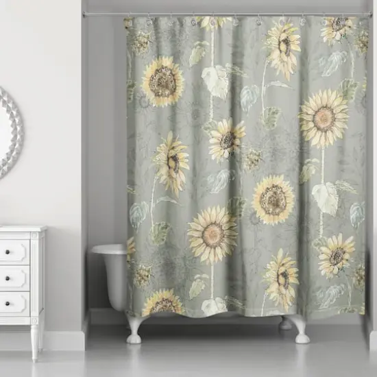 Sunflower Pattern Shower Curtain Green {3}