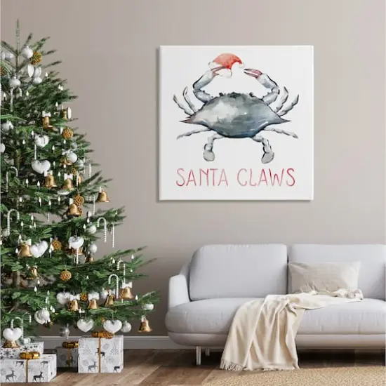 Stupell Industries Santa Claws Holiday Crab Canvas Wall Art {3}