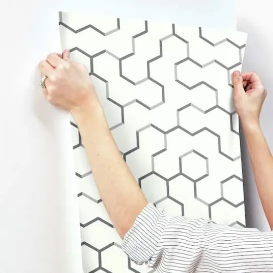 RoomMates Open Geometric Peel & Stick Wallpaper Black {4}