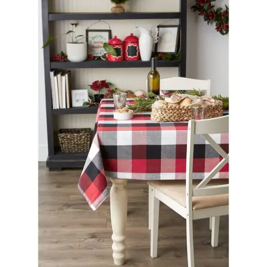 Cardinal Red Tri Color Check Tablecloth 60" x 120" {6}