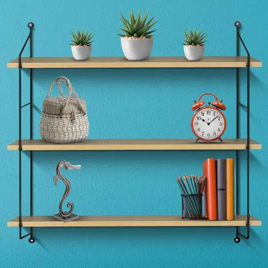 Sorbus 3-Tier Rustic Floating Shelf Maple {5}