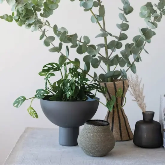 Hello Honey&reg; 7" Gray & Black Hand-Woven Seagrass Basket {7}