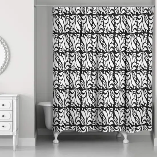Foliage Shower Curtain Black {3}