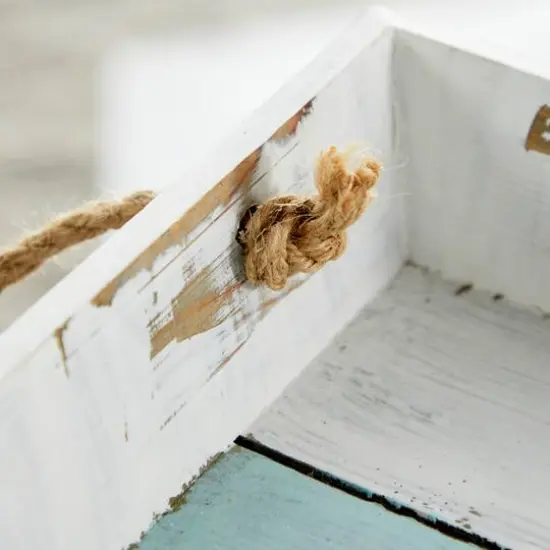 White Wood Coastal Tray Set {4}