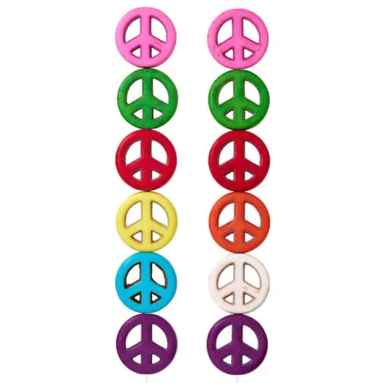 Multicolor Dyed Reconstituted Stone Peace Sign Beads, 15mm by Bead Landing&trade; {4}