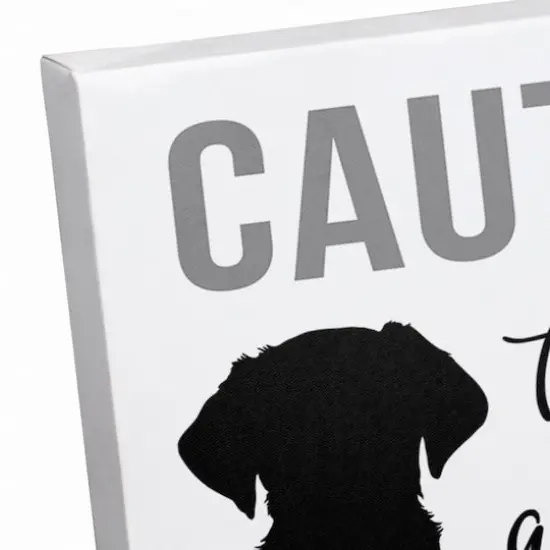Caution Dog Snuggles Canvas Wall Art {4}