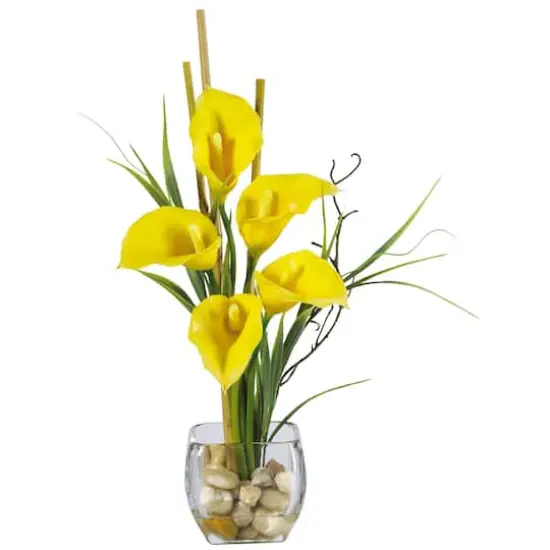 18'' Yellow Calla Lily in Liquid Illusion Vase  {1}