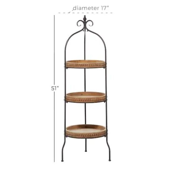 Brown Metal Traditional Shelving Unit, 51 " x 17 " x 17 " {7}