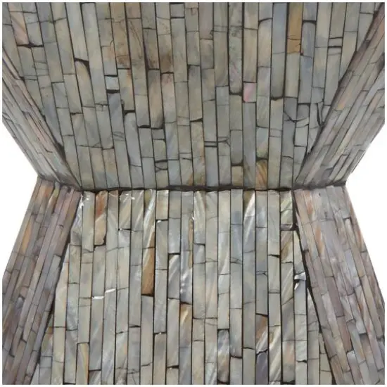20" Gray Mother of Pearl Hourglass Accent Table {7}