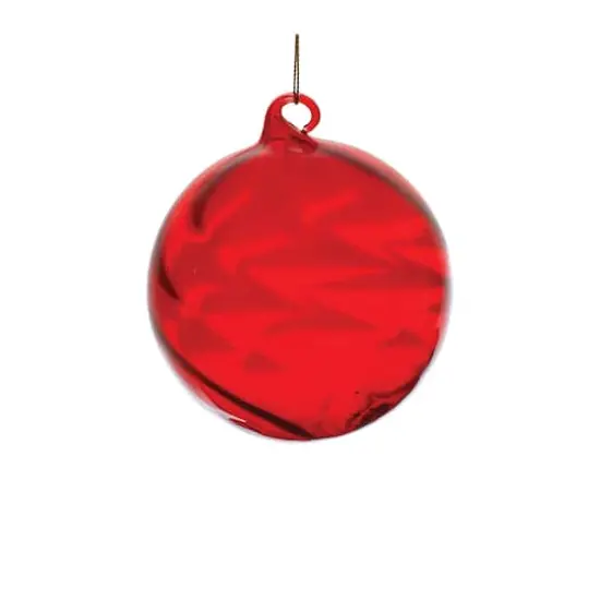 Red Swirl Glass Ornaments Set {4}