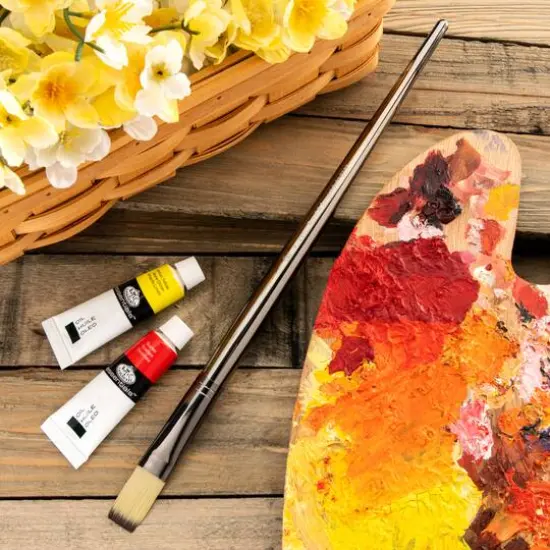 Zen&reg; Series 53 Synthetic Oil & Acrylic Long Handle Flat Brush, Size 8 {5}