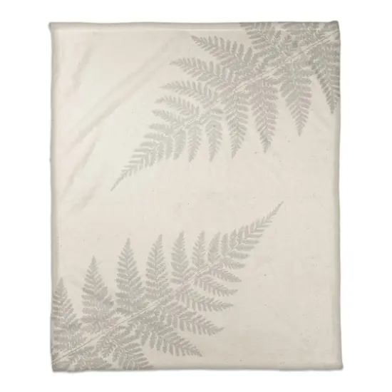 Neutral Fern 50" x 60" Coral Fleece Blanket {1}