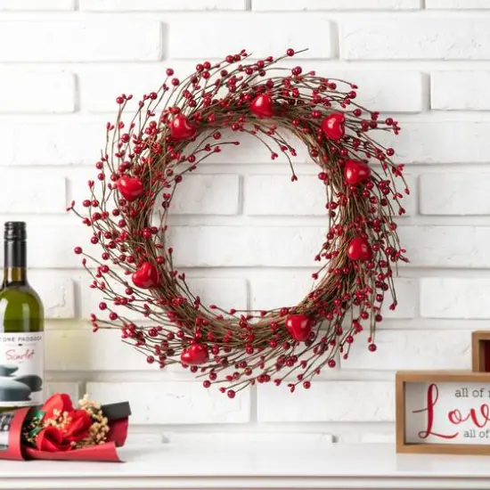 Glitzhome&reg; 18" Valentine's Berry Wreath {3}