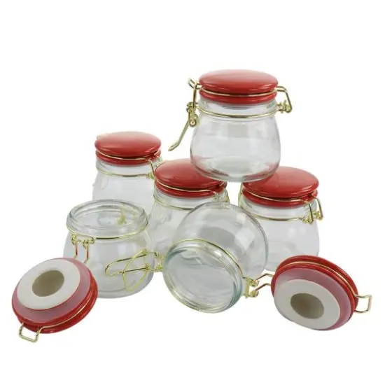 Gibson Home&reg; 5oz. Clear Glass Jars with Red Lids, 6ct. {2}