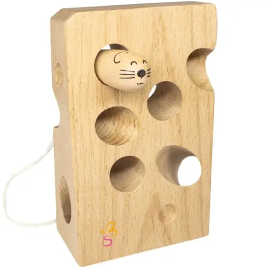 Extasticks Cheesalino Cheese & Mouse Wooden Lacing Toy {1}