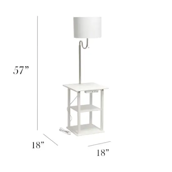 Simple Designs 57" 2 Tier Floor Lamp with USB & Outlet White {4}