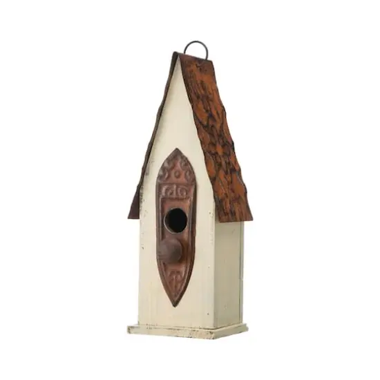Glitzhome&reg; 13.25" White Distressed Wood Birdhouse {1}
