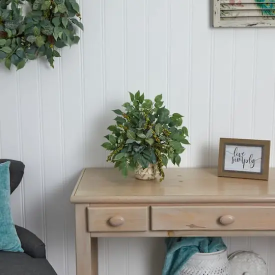 13" Mixed Ficus, Fittonia & Berry in Floral Vase {3}