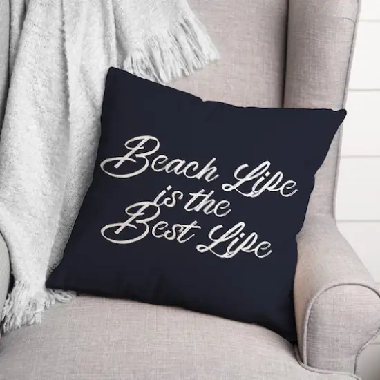Beach Life Is the Best Life Throw Pillow Navy {3}