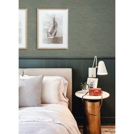 RoomMates Dimensional Grasscloth Peel & Stick Wallpaper Teal {4}
