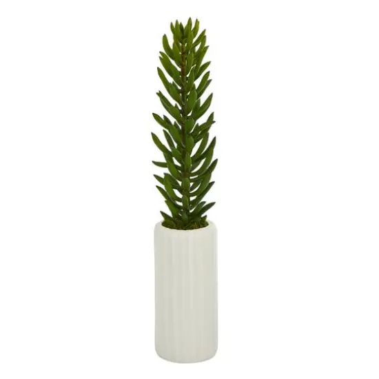 19" Succulent Artificial Plant in White Planter {1}