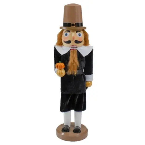 14" Wooden Pilgrim Fall Harvest Nutcracker {1}