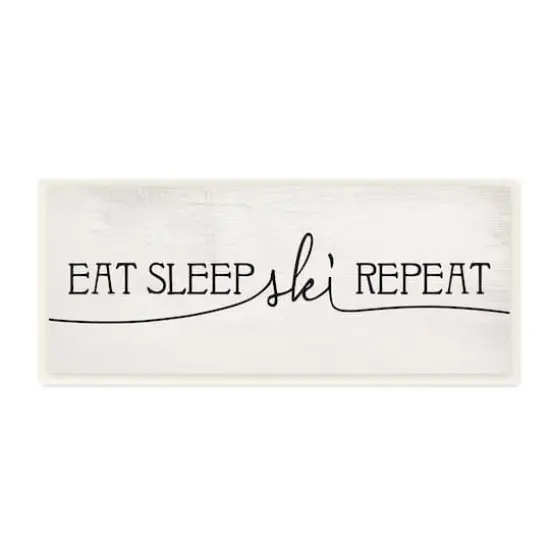 Stupell Industries Eat Sleep Ski Repeat Phrase Rustic Winter Sports,7" x 17" {1}