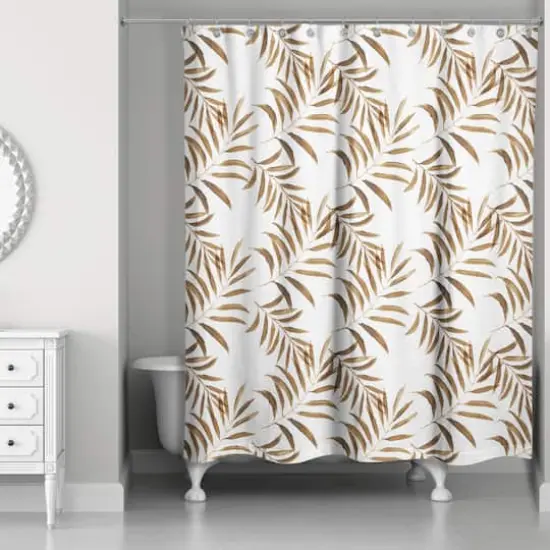 Palm Print Shower Curtain Brown and White {3}