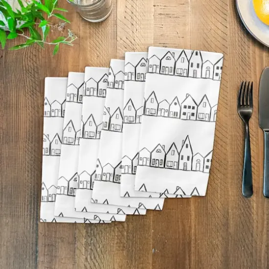 Simple House Pattern 10" x 10" Cotton Twill Napkin {4}