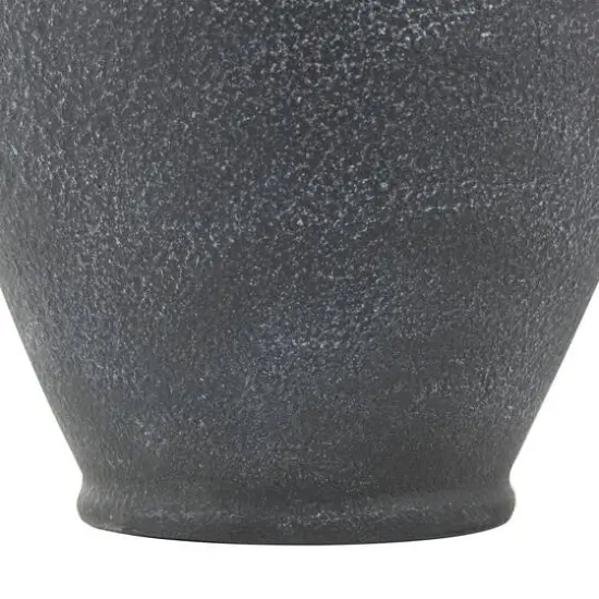 16" Black Ceramic Whitewashed Textured Amphora Vase {6}