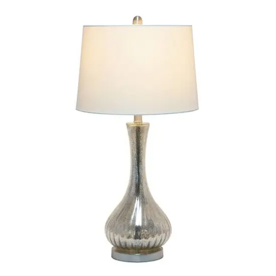 Lalia Home 29" Speckled Mercury Tear Drop Table Lamp with White Fabric Shade {3}