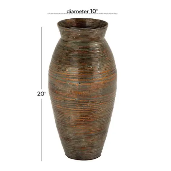 Brown Bamboo Traditional Vase, 20" x 10" x 10" {5}