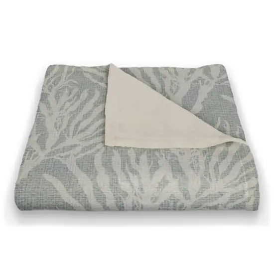 Coral Print Fleece Blanket White/Blue {3}