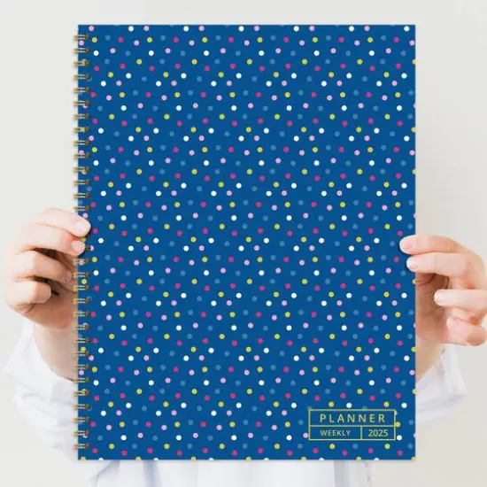 TF Publishing 2025 Large Cobalt Dots Weekly Monthly Spiral Planner {8}
