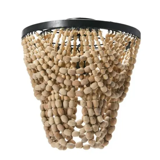 Hello Honey&reg; 2-Tier Draped Wood Bead Semi-Flush Mount Ceiling Light Natural {7}