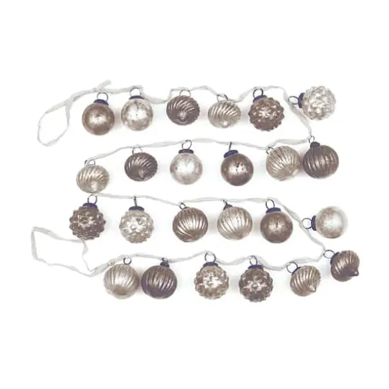 Hello Honey® 6ft. Silver & White Embossed Mercury Glass Ornament Garland {1}