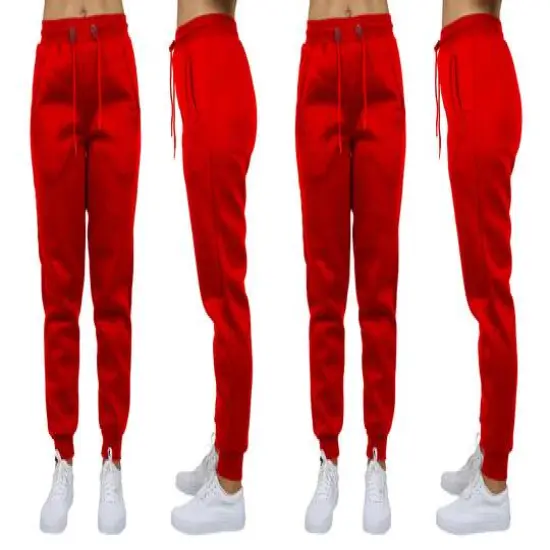 Galaxy by Harvic Women's Relaxed Fit Fleece-Lined Jogger Sweatpants 2 Pack Red/Red {1}