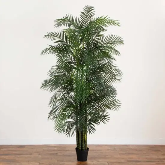 10ft. Potted Green UV Resistant Artificial Areca Palm Tree {3}
