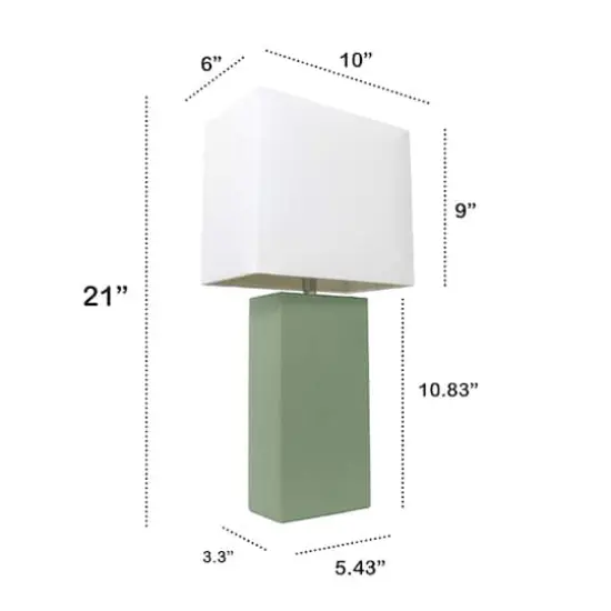 Lalia Home Lexington 21" Sage Green Leather Base Table Lamp {4}