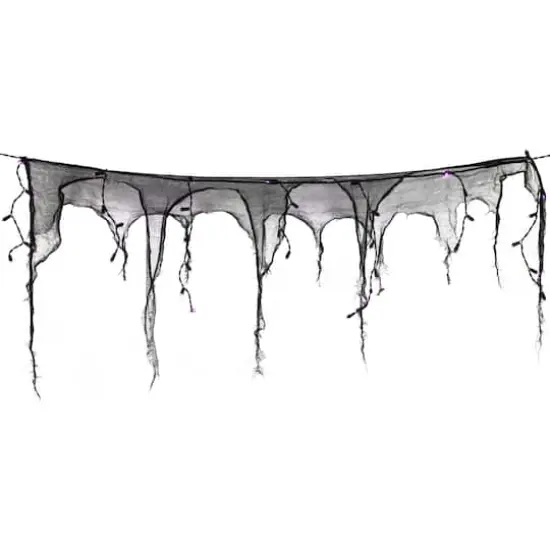 4ft. Pre-Lit Purple LED Halloween Black Gauze Drape Lights {1}