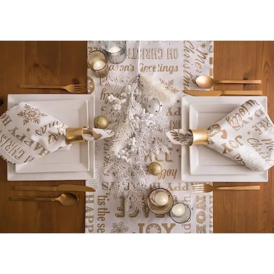 DII&reg; 72" Gold Christmas Collage Table Runner {10}