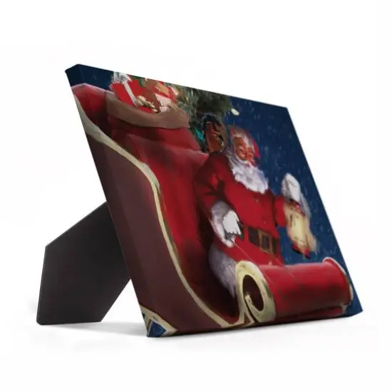 Santa In Sleigh Painting 8x10 Tabletop Canvas {3}