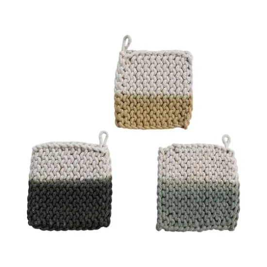 Hello Honey&reg; 8" Multicolor Cotton Crocheted Tie Dye Pot Holder Set, 3ct. {1}